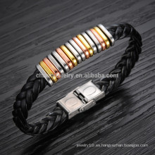 2015 nueva pulsera de acero de titanio de la pulsera de cuero de los hombres de la pulsera afluencia de accesorios salvajes masculinos PH866